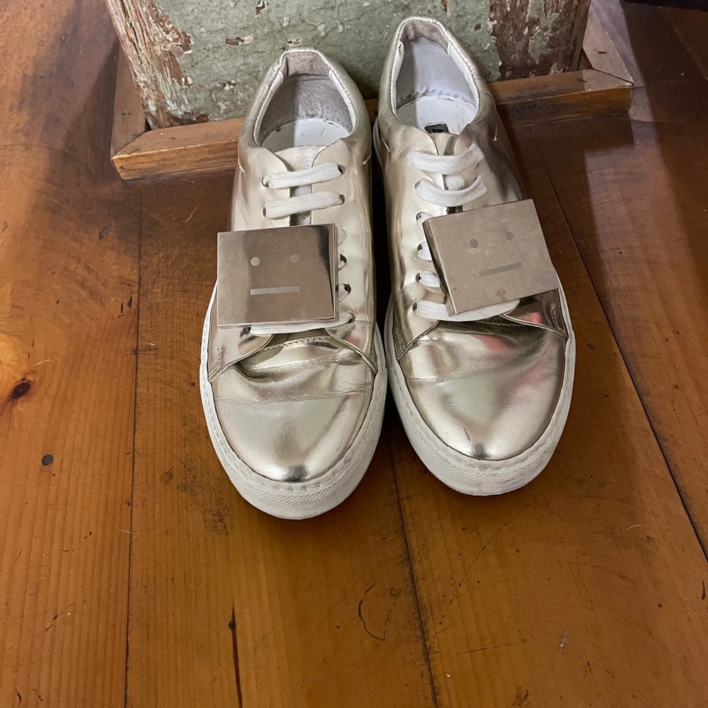 Acne Studios Gold “Face” Sneaker. Sz EU37 - Picture 5 of 8